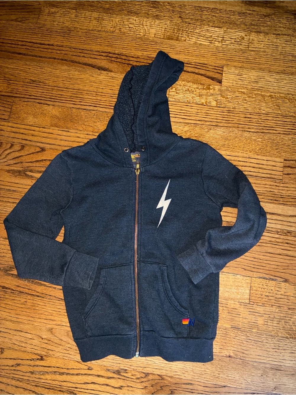 Aviator Nation Navy Hoodie with White Lightning Bolt